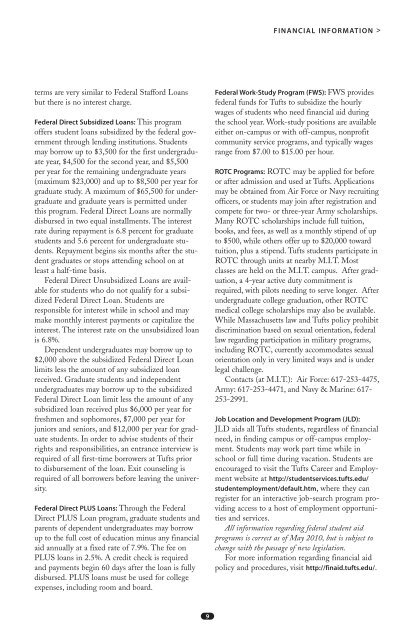 Arts, Sciences, and Engineering 2010-2011 Bulletin - USS at Tufts