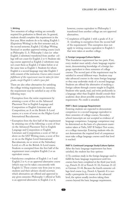 Arts, Sciences, and Engineering 2010-2011 Bulletin - USS at Tufts