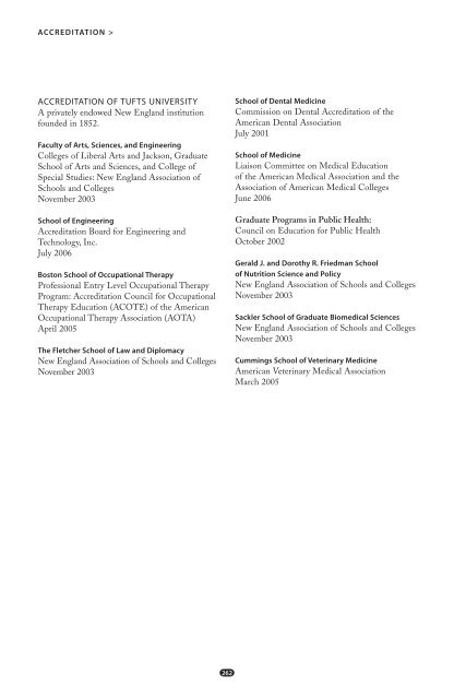 Arts, Sciences, and Engineering 2010-2011 Bulletin - USS at Tufts