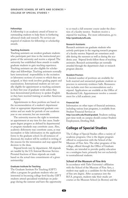 Arts, Sciences, and Engineering 2010-2011 Bulletin - USS at Tufts