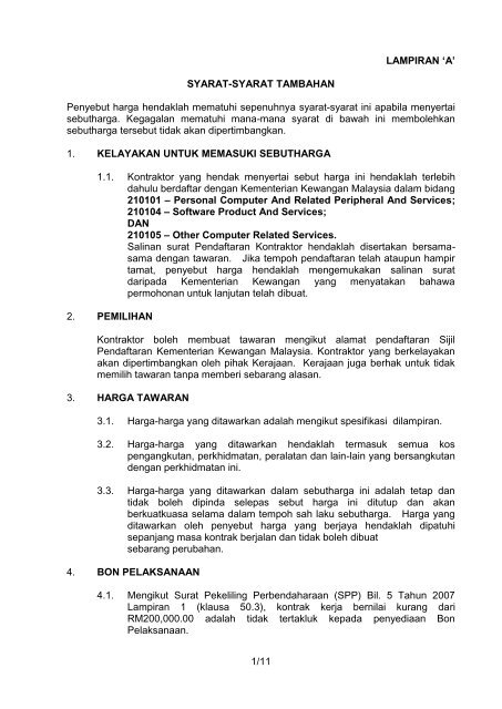 Fail Spesifikasi - Sistem Tender Dokumen dan Sebutharga - Selangor