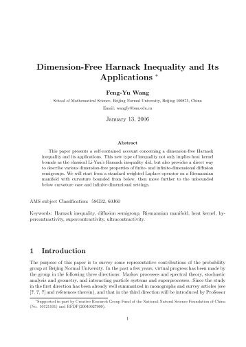 Dimension-Free Harnack Inequality and Its Applications â