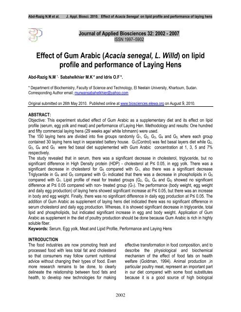 Effect of Gum Arabic (Acacia senegal, L. Willd) on lipid - M.elewa.org ...