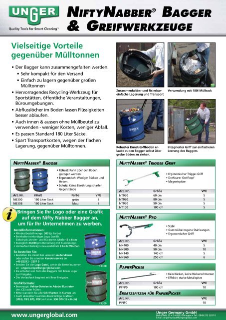 NiftyNabber® bagger & greifwerkzeuge Vielseitige Vorteile - Unger