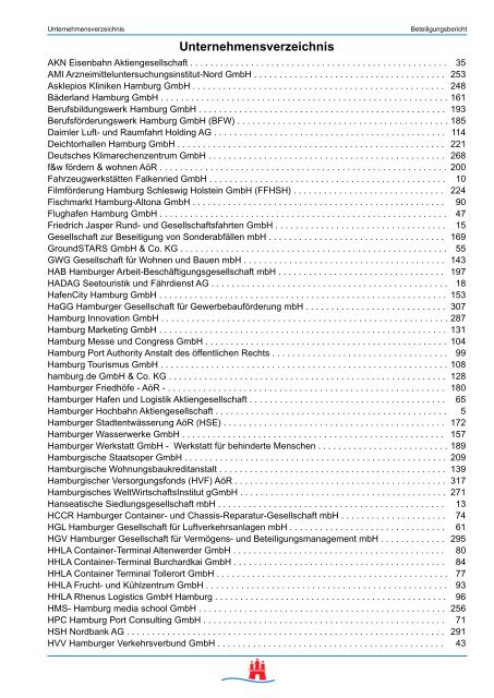 Eigentümer - FHH Beteiligungsbericht - Hamburg