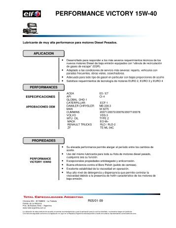 performance victory 15w-40 - Distribuidor de Autopartes Zona Norte