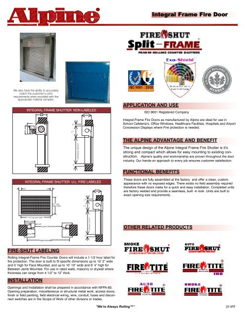 Catalog Cut Sheet Alpine Overhead Doors