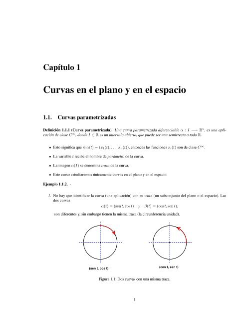 Curvas parametrizadas. Longitud del arco.