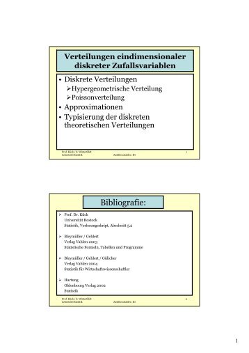 Hypergeometrische Verteilung - UniversitÃƒÂ¤t Rostock