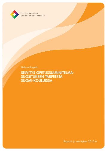 Selvitys opetussuunnitelmasuosituksen tarpeesta ... - Opetushallitus