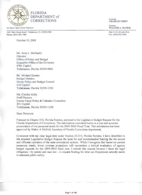 Manual Exhibits, Schedules and Supporting Documents - Florida ...