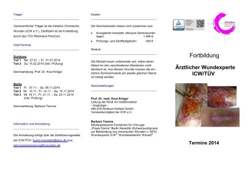 Anmeldung Ãrztlicher Wundexperte ICW/TÃV 2014