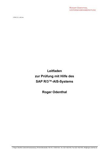 Leitfaden zur Prüfung SAP R/3 AIS - Roger Odenthal