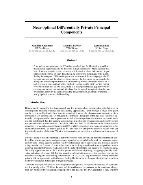 Near-optimal Differentially Private Principal Components - NIPS