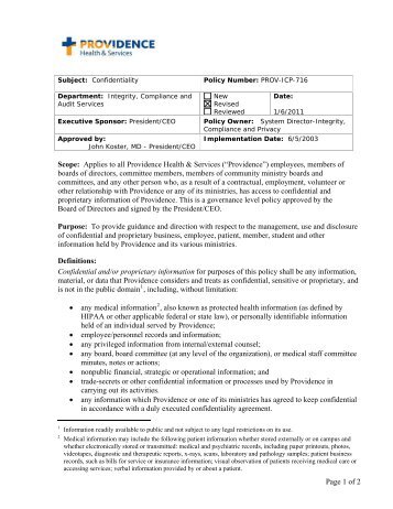 Attachment 1, Proposed Policy Template - Providence Health ...