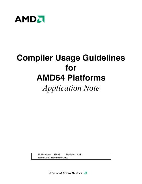 Compiler Usage Guidelines for 64-Bit Operating Systems on AMD64 ...