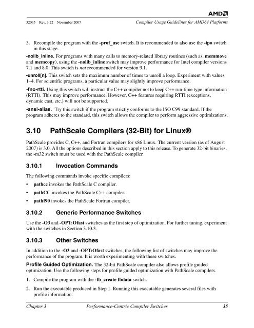 Compiler Usage Guidelines for 64-Bit Operating Systems on AMD64 ...