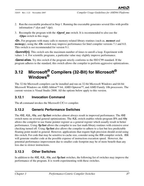 Compiler Usage Guidelines for 64-Bit Operating Systems on AMD64 ...