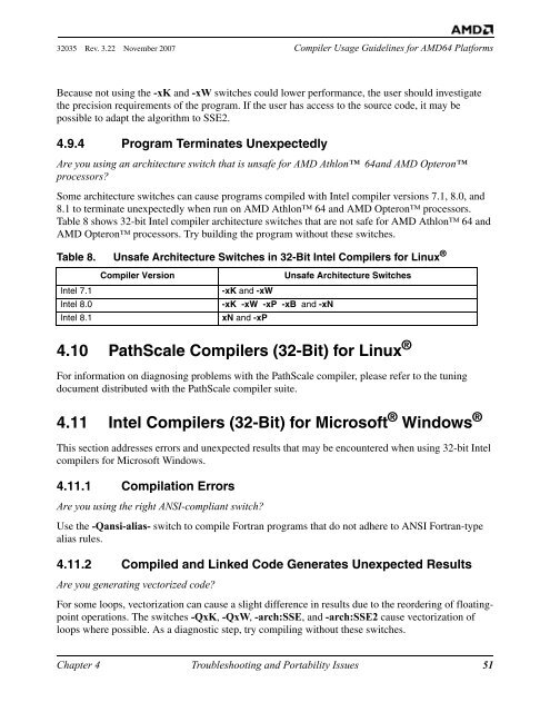 Compiler Usage Guidelines for 64-Bit Operating Systems on AMD64 ...