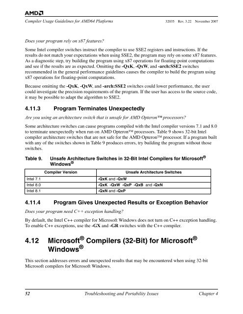 Compiler Usage Guidelines for 64-Bit Operating Systems on AMD64 ...