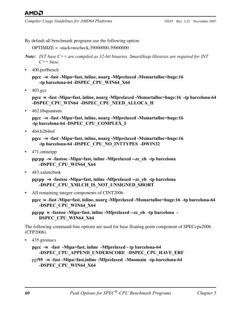 Compiler Usage Guidelines for 64-Bit Operating Systems on AMD64 ...