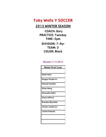 Toby Wells Y SOCCER - Mission Valley YMCA