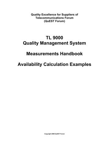 Availability Calculation Example - TL 9000