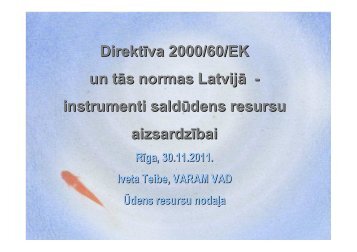 Direktīva 2000/60/EK un tās normas Latvijā - instrumenti saldūdens ...