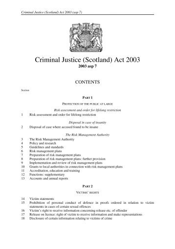 Criminal Justice (Scotland) Act 2003 - Legislationline