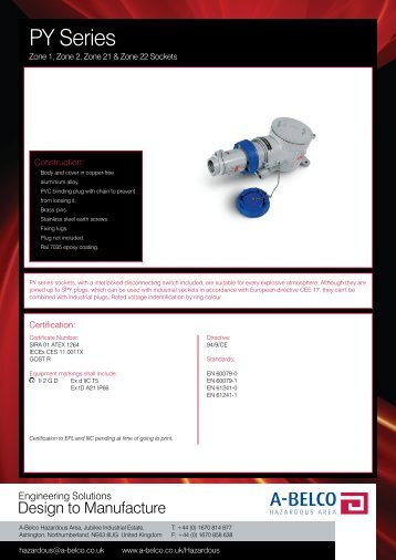 Download Data Sheet for full product specifications - A-Belco