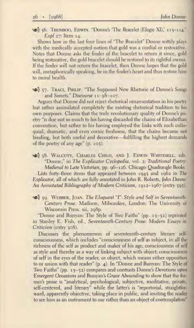 John Donne An Annotated Bibliography of Modern Criticism 1968 ...