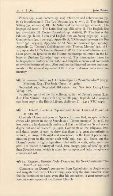 John Donne An Annotated Bibliography of Modern Criticism 1968 ...