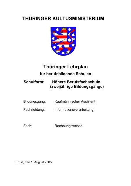 THÜRINGER KULTUSMINISTERIUM Thüringer Lehrplan - Thillm