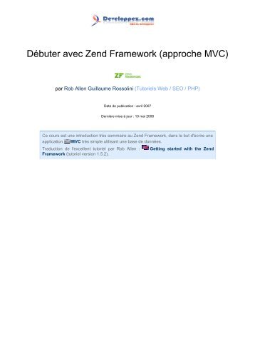 Débuter avec Zend Framework (approche MVC) - Parent Directory