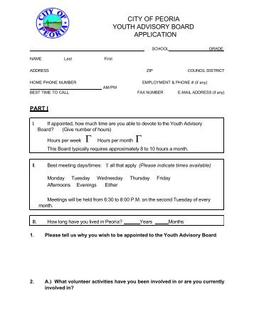 Youth Advisory Application 2 - City of Peoria, Arizona