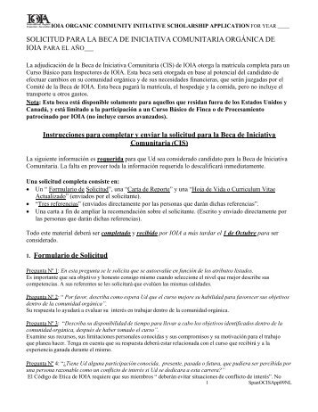 SOLICITUD PARA LA BECA DE INICIATIVA COMUNITARIA ...