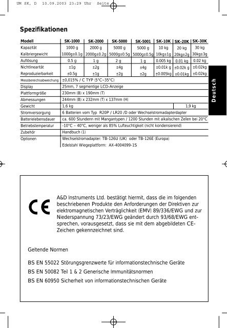 Kompakt-Waage Bedienungsanleitung SK