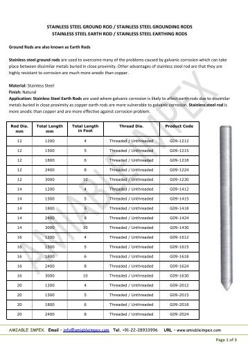 stainless steel ground rod / stainless steel ... - Amiable Impex