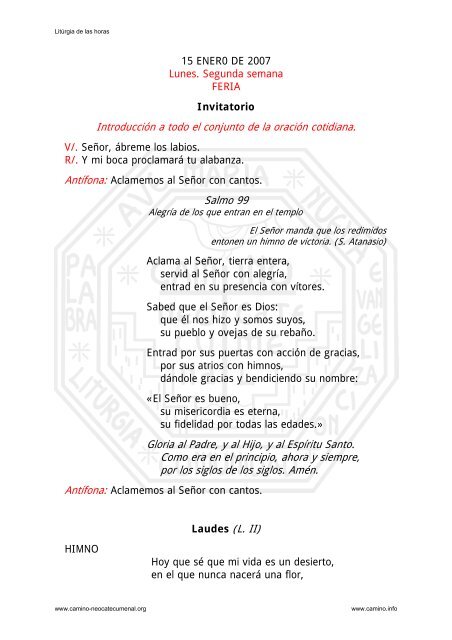 15 De Enero De 2007 Camino Neocatecumenal 15 de enero de 2007 camino neocatecumenal