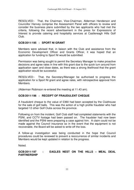 CASTLEREAGH BOROUGH COUNCIL Minutes of the proceedings ...