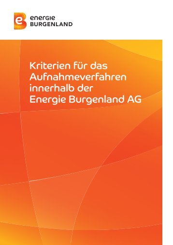 Aufnahmerichtlinien der ENERGIE BURGENLAND