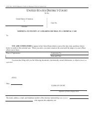 Subpoena in a Criminal Case - Northern District of Illinois