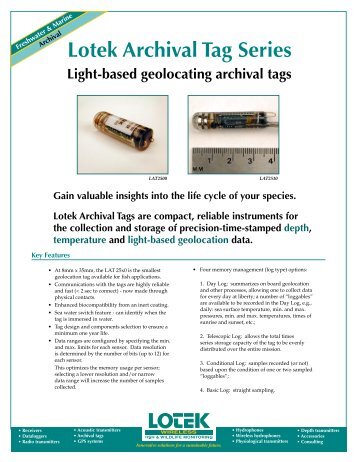 Lotek Archival Tag Series Light-based geolocating ... - Biotrack