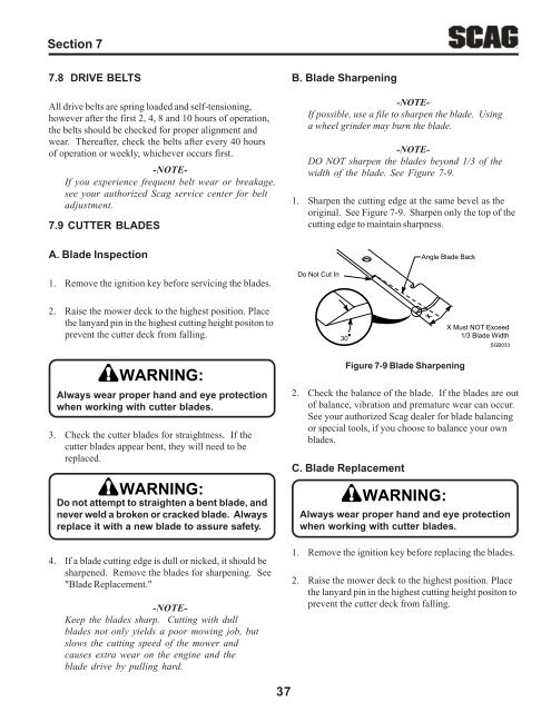 warning - Scag Power Equipment