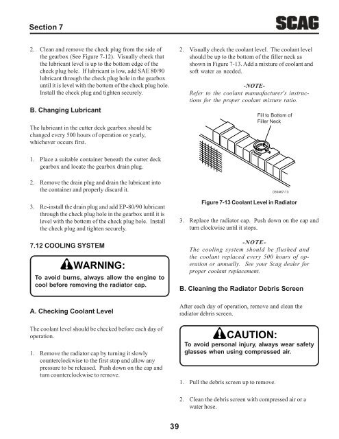 warning - Scag Power Equipment