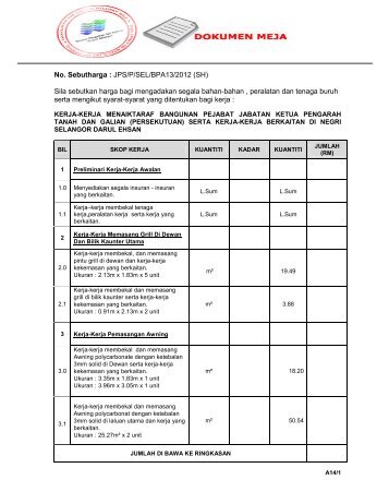 Fail Tender - Sistem Tender Dokumen dan Sebutharga - Selangor