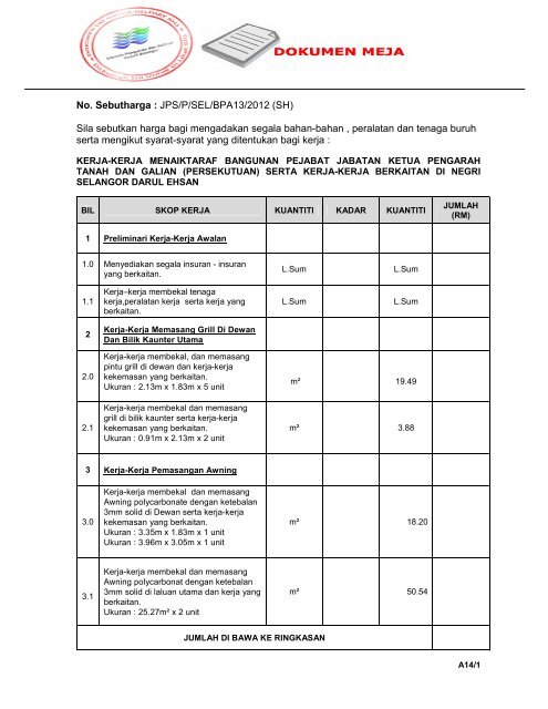 Fail Tender - Sistem Tender Dokumen dan Sebutharga - Selangor