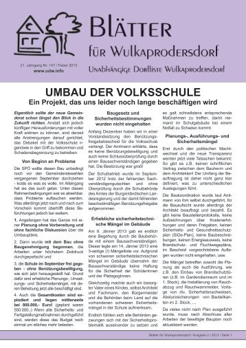 umbau der volksschule - UnabhÃ¤ngige Dorfliste Wulkaprodersdorf