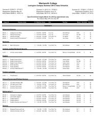 Lexington (Main Campus) Summer Schedule