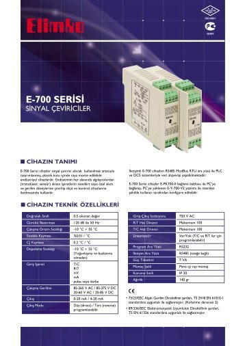 E-700 Serisi Sinyal Ãeviriciler - Elimko